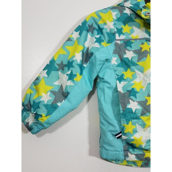 Lupilu Kids Insulated Rain  Jacket Hooded Star Patterned Blue Green Water-proof - Picture 4 of 12